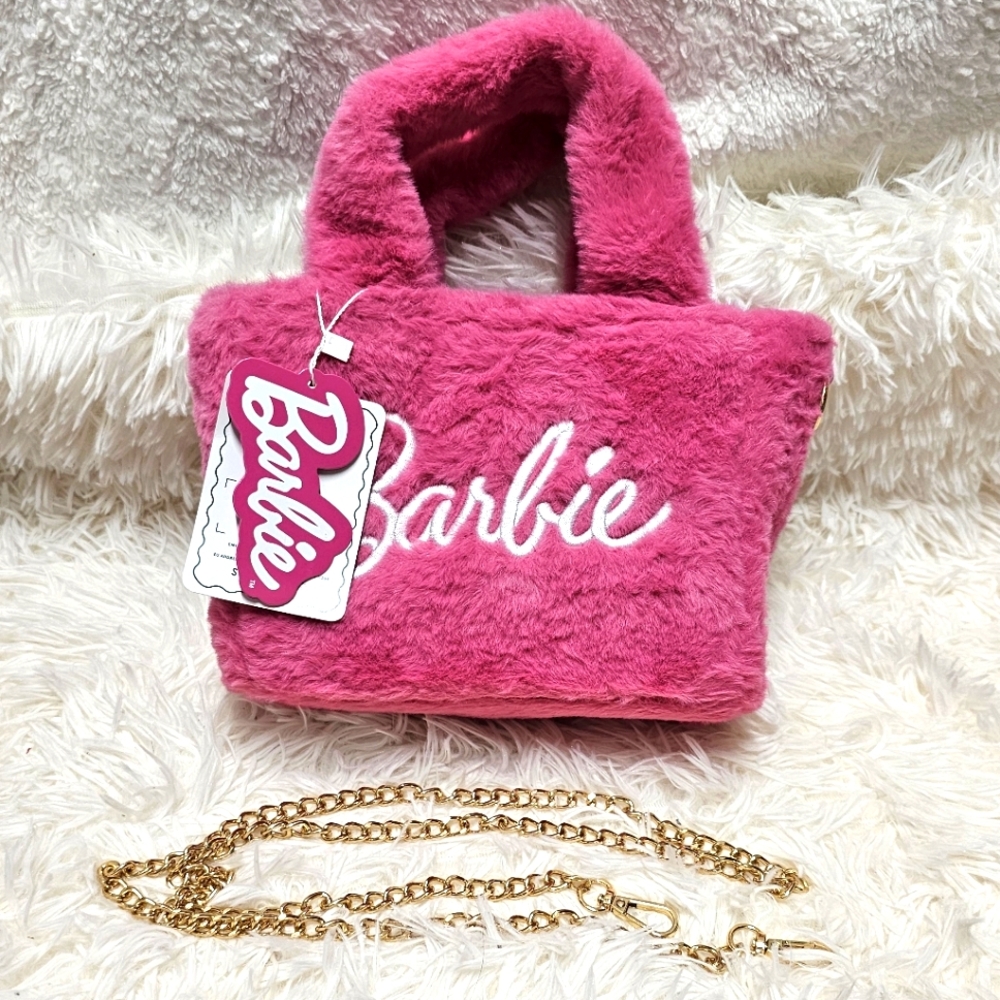 Barbie Pink Faux Fur Crossbody Hand Bag 2023 Limited Edition